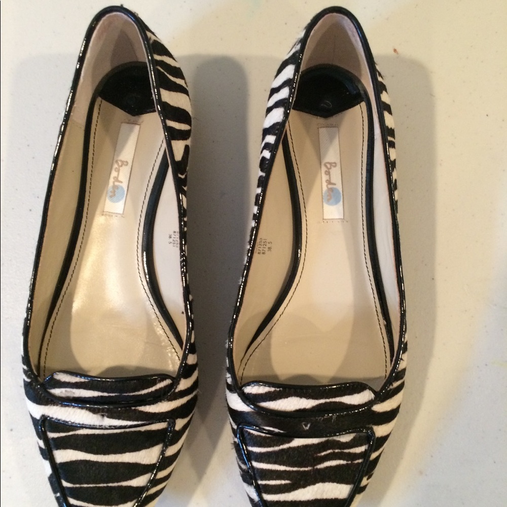 Zebra print calf hair flats